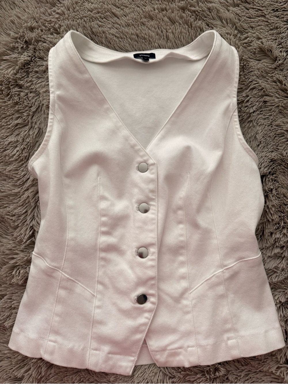 Express Pale Pink Sleeveless Button-Front V-Neck Top